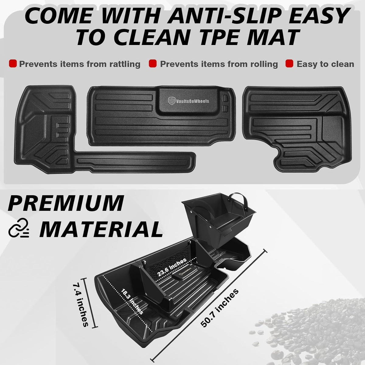 under Seat Storage Box Fit for 2019-2026 Chevy Silverado 1500/2500/3500HD (Not for Rear Kicker Subwoofer), Console Organizer Truck Tool Box Detachable Underseat Organizer W/Tpe Mats