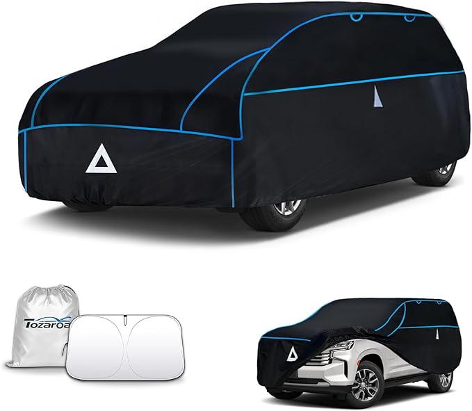 Hail Protector Car Cover for SUV(Length:201-218inch) + Gift Windshield Sunshade, Multi-Layered EVA Hail Proof Car Cover, Padded Car Hail Protector Tahoe, Expedition, Escalade, Yukon etc.