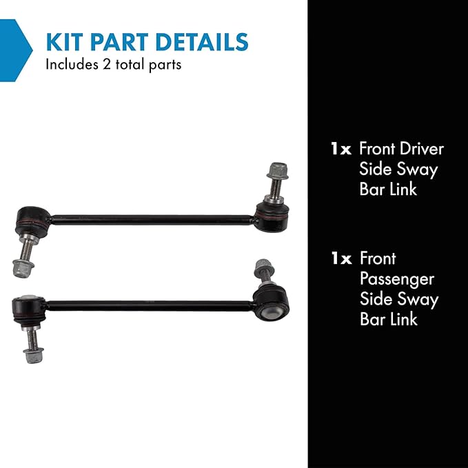 TRQ Front Driver and Passenger Side Sway Bar Link Set 2 Piece Compatible with 2017-2023 Tesla 3 Front Driver and Passenger Side 2020-2023 Y Front Driver and Passenger Side