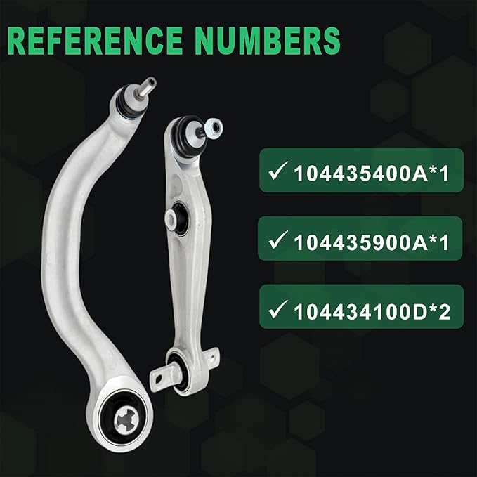 Front Lower Control Arm Kit for Tesla Model 3 2017-2018-2019-2020-2021-2022-2023 - Reference Numbers 104434100D *2,104435400A,104435900A