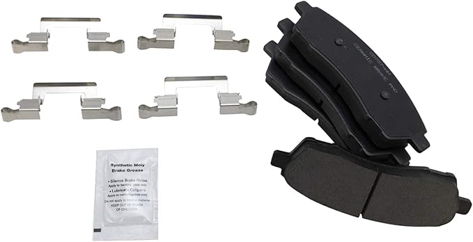 TRQ Rear Brake Pads Ceramic Hardware Compatible with 2000-2005 Ford Excursion 1999-2004 F-250 Super Duty 1999-2004 F-350 Super Duty