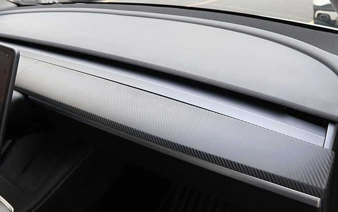 BMZX for Tesla Model Y/3 Dashboard Cover Fit for Model 3 Model Y 2017-2023 Carbon Fibber Pattern and Interior Front Door Trim Wrap Accessories Protector Covers