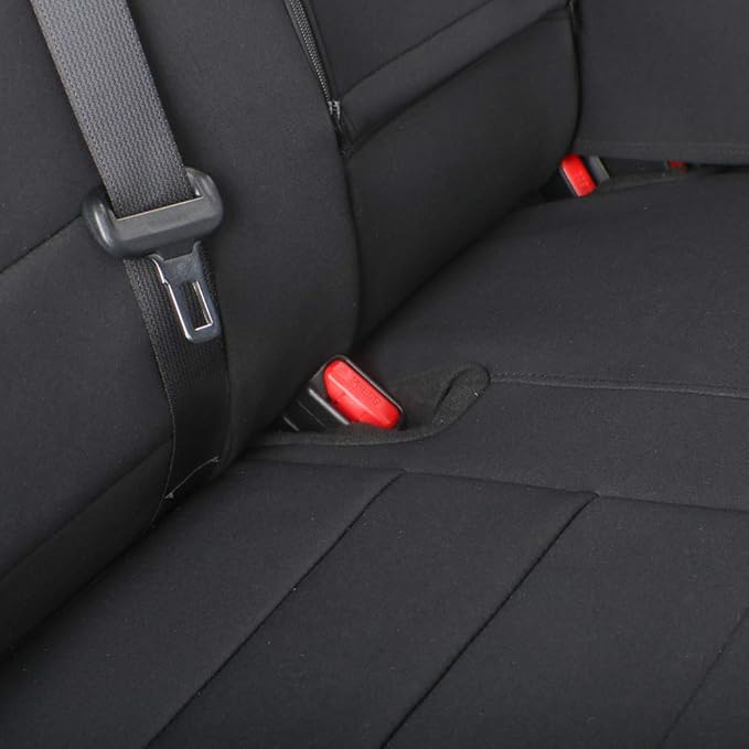 EKR Model S Seat Cover for Tesla Model S 2014 2015 2016(Front Fixed Headrests, Front Full Side Coverage, 3 Rear Headrests) Neoprene Seat Covers Full Set,Car Seat Protector- Neoprene (Black)