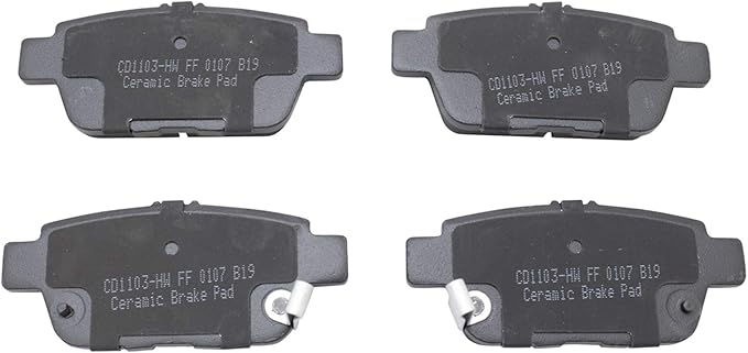 TRQ Rear Brake Pads Ceramic Wear Sensor Hardware Compatible with 2009-2014 Acura TL 2006-2014 Honda Ridgeline