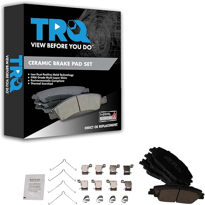 TRQ Front Ceramic Brake Pad Set Compatible with 19 Toyota Corolla Hatchback 20-22 Prius Prime 23-24 Prius 20-21 Corolla L LE SE SE Nightshade XLE XSE 21 Corolla SE Apex XSE Apex 22-24 Corolla