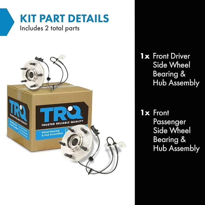 TRQ 2 Piece Front Wheel Bearing & Hub Assembly Set Compatible with 2007-2008 Chrysler Pacifica