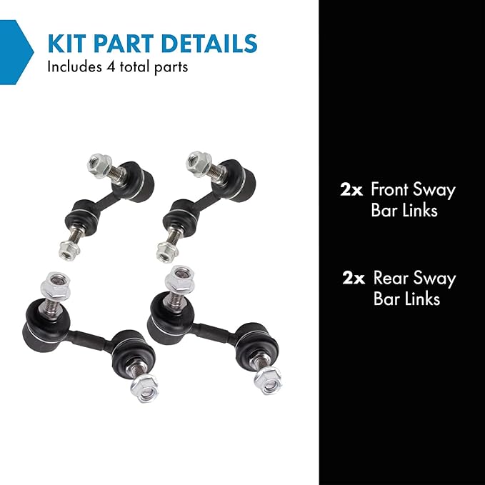 TRQ Front & Rear Sway Bar Stabilizer Link Set Compatible with 07-10 Sky 06-09 Solstice