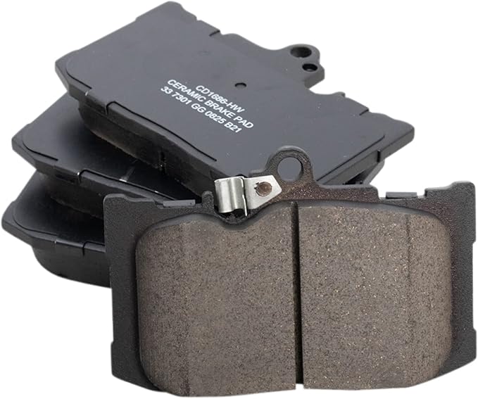 TRQ Front Ceramic Brake Pad Set Includes Contact Point Grease and Hardware Compatible with 22-24 Lexus IS500 18-19 GS300 F Sport 15-18 GS450h F Sport 17 RC200t F Sport