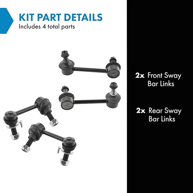 TRQ Front & Rear Sway Bar Stabilizer Link Set Compatible with 2003-2007 INFINITI G35 2003-2009 Nissan 350Z