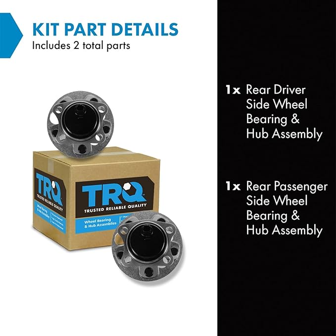 TRQ Rear Left and Right Wheel Bearing and Hub Assembly Set 2 Piece Compatible with 2008-2015 Scion xB