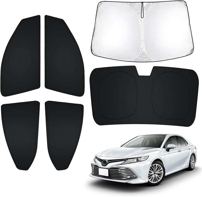 T TGBROS Windshield Sun Shade for Toyota Camry 2018–2024 Car Window Shades Thicken UV Block and Blackout Privacy Foldable Sunshades 6PCS Accessories Keep Cool Sun Visor Covers