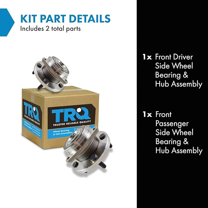 TRQ 2 Piece Front Wheel Bearing & Hub Assembly Set Compatible with 2011-2014 Chrysler 200 2007-2010 Sebring 2008-2014 Dodge Avenger