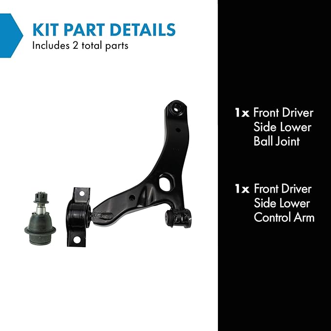 TRQ Front Left Lower Control Arm with Ball Joint Set Drivers Side Compatible with 2010-2013 Ford Transit Connect