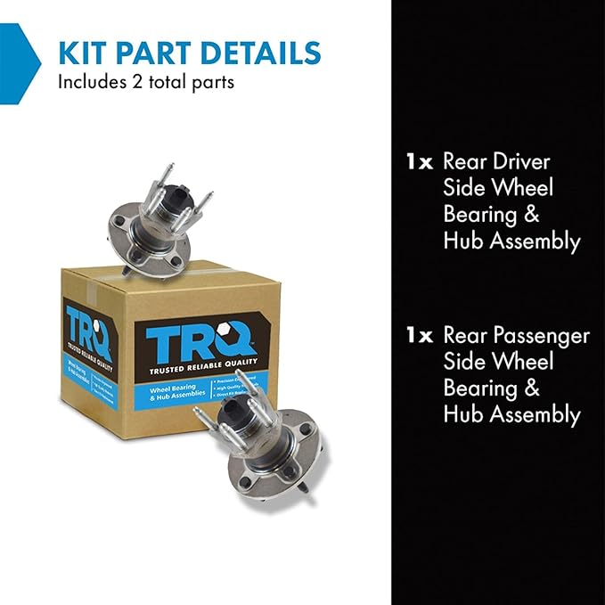TRQ Rear Wheel Bearing and Hub Assembly Set 2 Piece Compatible with 04-12 Chevrolet Malibu 05-10 Pontiac G6 4 Wheel ABS 09-10 Cobalt SS 5 Lug Wheels 08-10 HHR 07-09 Saturn Aura 09 Panel