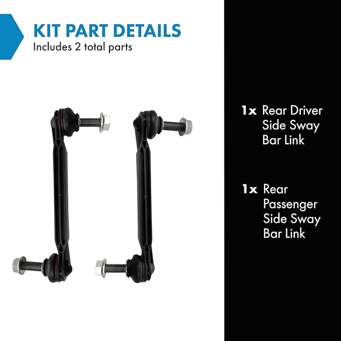 TRQ Rear Driver and Passenger Side Sway Bar Link Set 2 Piece Compatible with 17-22 Jeep Compass All Wheel Drive 15-22 Renegade All Wheel Drive 23-24 Compass 2023 Renegade 19-23 Fiat 500X