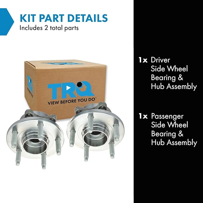TRQ 2 Piece Rear Wheel Bearing & Hub Assembly Set Compatible with 2011-2014 Ford Edge 2009-2019 Flex 2013-2019 Police Interceptor Sedan 2014-2018 Special Service Police Sedan 2010-2019 Taurus 2009-20