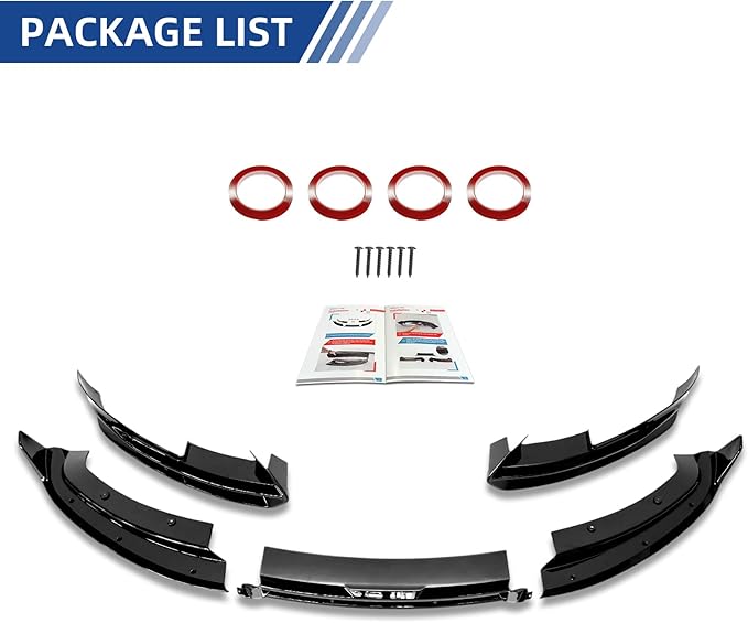 Front Bumper Lip Upgrade Front Splitter Lip for Tesla Model 3 Highland 2024 2025 Body Kit Glossy Black Dark-Knight Style Bumper Air Dam Lower Chin,5 Pcs