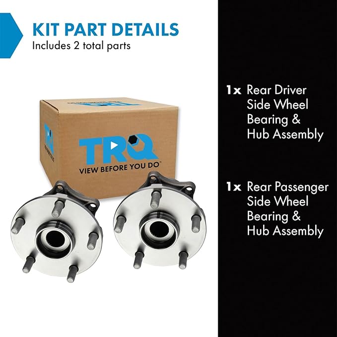 TRQ Rear Driver and Passenger Side Wheel Bearing and Hub Assembly Set 2 Piece Compatible with 15-21 Subaru Legacy 15-21 Outback 15-19 WRX 15-16 WRX STI 2019 WRX STI 19-21 Ascent 2019 Forester