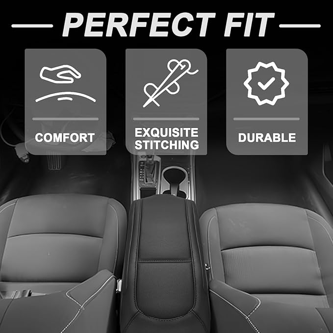 Muslogy Center Console Armrest Cover Fit for Nissan 2019-2025 Altima Accessories, Comfort Armrest Pad Console Lid Cushion Vegan Leather Regular Thick