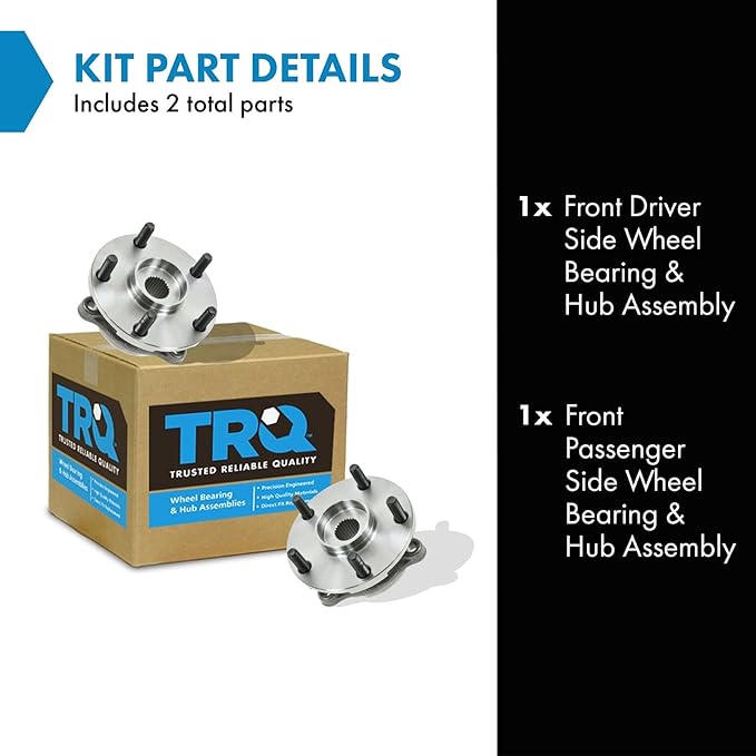 TRQ Front Left and Right Wheel Bearing and Hub Assembly Set 2 Piece Compatible with 06-08 Toyota RAV4 L4 2.4L 09-12 RAV4 L4 2.5L 17-18 Corolla iM 11-16 Scion tC Automatic 08-15 xB 10-12 Lexus HS250h