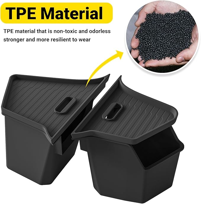 New 2025 2026 Model Y Juniper Rear Trunk Storage Bins with Lids 2PCS Refresh Model Y Rear Trunk Storage Box TPE Waterproof Trunk Organizer for Model Y Juniper Interior Accessories