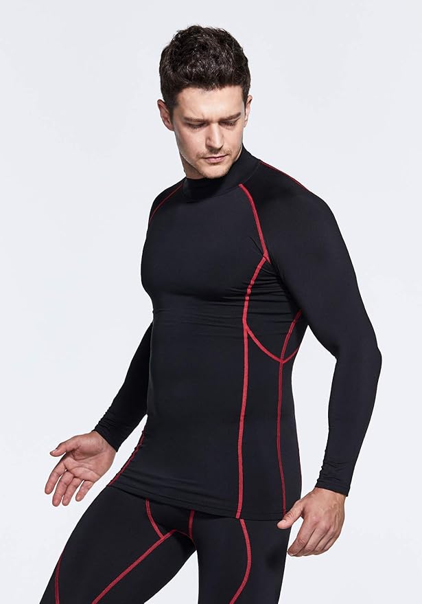TSLA Men's Thermal Long Sleeve Compression Shirts, Mock/Turtleneck Winter Sports Running Base Layer Top