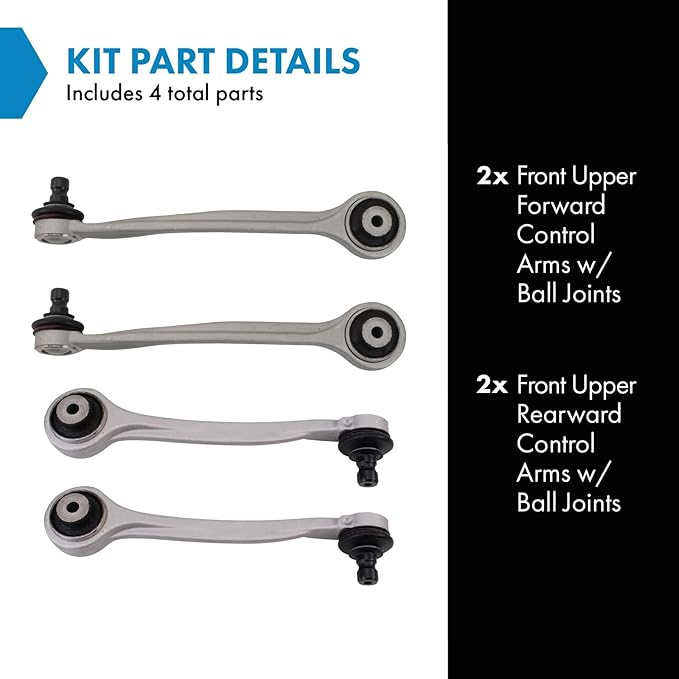TRQ Front Left and Right Upper Control Arm with Ball Joint Set 4 Piece Compatible with 2017-2020 Audi A4 2017-2023 A4 allroad A4 Quattro A5 Quattro 2018-2023 A5 Sportback RS5 S4 S5 S5 Sportback