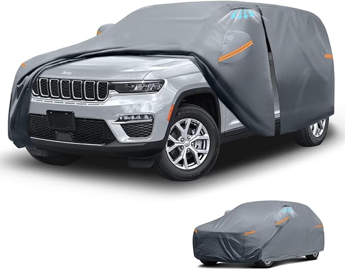 Waterproof Jeep Cherokee(1975-2023) Car Cover with Breathable Vents, [2026 Upgrade] Premium Covers with Cotton Liner and Zipper Door, Sun Rain Snow Dust Uv Protection.(Gift with Towel)