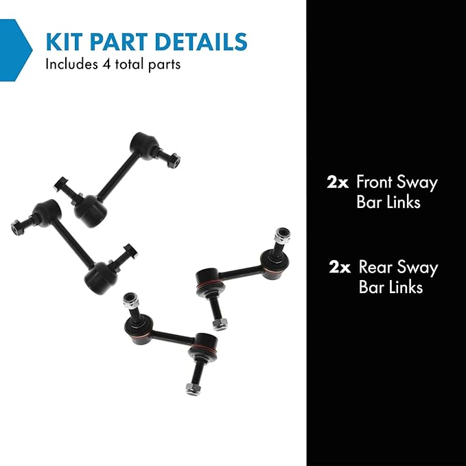 TRQ Front & Rear Sway Bar Stabilizer Link Set Compatible with 2002-2003 Chevrolet Trailblazer Trailblazer EXT GMC Envoy Envoy XL 2003 Isuzu Ascender Oldsmobile Bravada