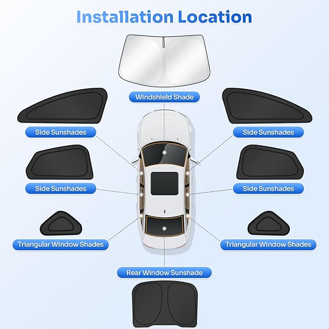 Window Shades for 2013-2021 Ford Fusion Accessories Windshield Sun Shade Side Rear Window Covers Sunshade Sun Visor Shield Privacy Protection for Camping Keep Vehicle Cool Black 8PCS