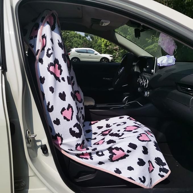Car Seat Cover Protector Front Seats,for Gym Workout,Running,Swimming,Beach and Hiking,Waterproof Sweat Towel Bucket Seat Covers for Cars SUV Trucks (Leopard Print, 1Pcs)