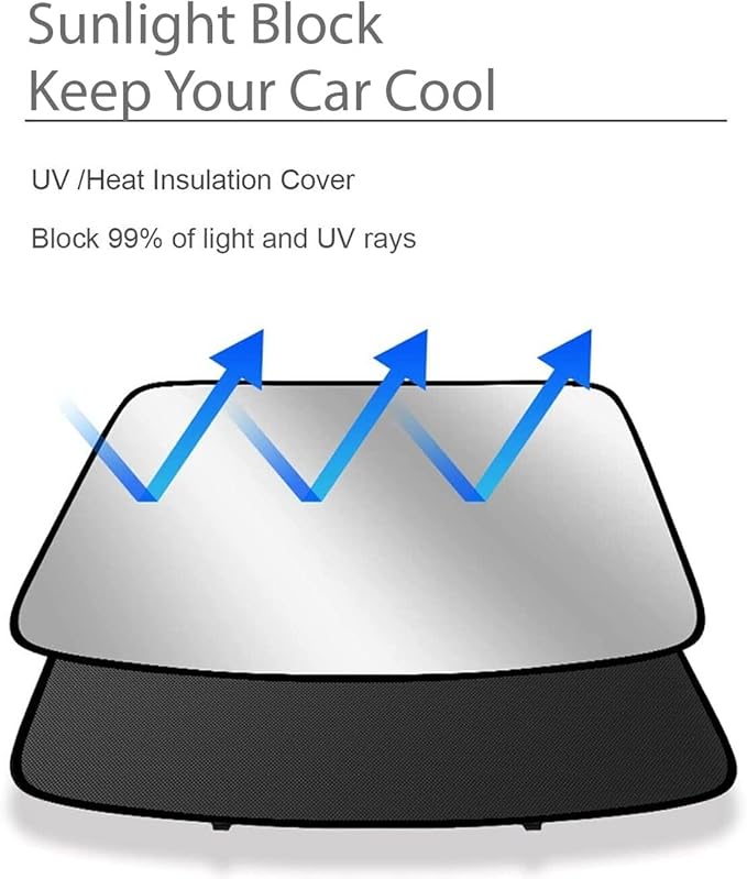 Sunshade for Tesla Model 3 (2024) - Sunshade Roof Window Insulation UV Rays Protection Front and Rear Top Windows Sun Shade Skylight Reflective Covers (Cream White)