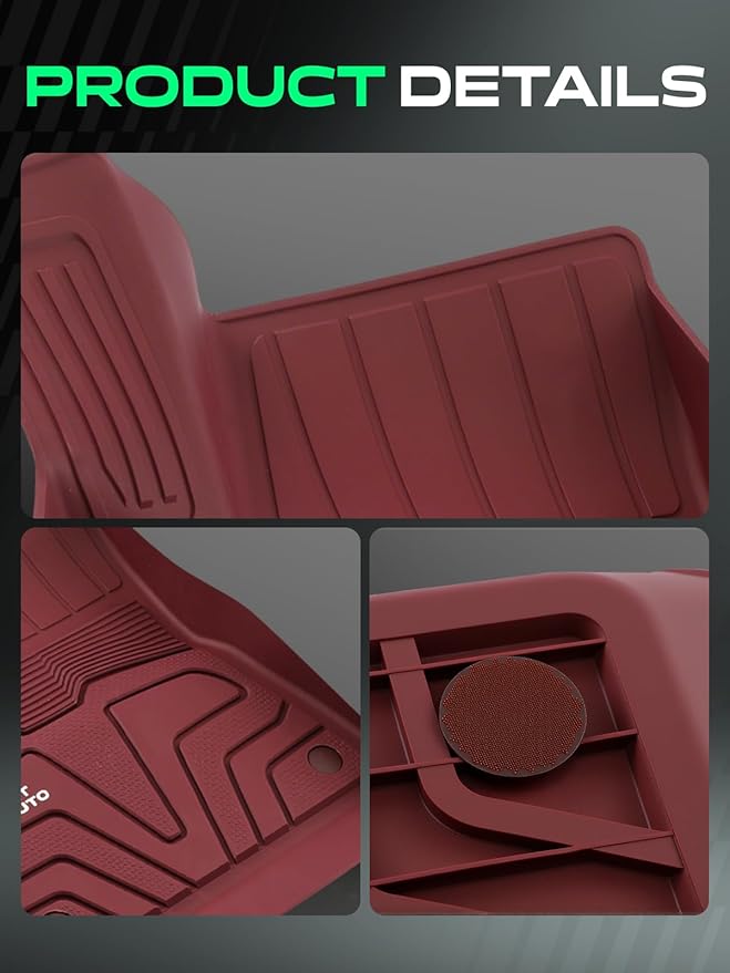 YHTAUTO Custom Fit Red Floor Mats for Tesla Model 3 2020 2019 2018 2017, All Weather TPE Car Carpet, Front Rear Trunk Storage Cargo Liner, Lower Storage Mat, Anti-Slip Waterproof Orderless, Set of 6
