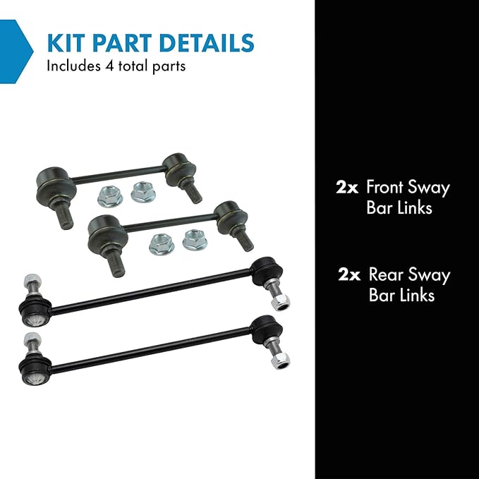 TRQ Front and Rear Sway Bar Link Set 4 Piece Compatible with 2010-2013 Hyundai Tucson All Wheel Drive 2011-2013 Kia Sportage All Wheel Drive