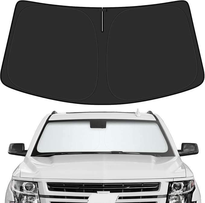 Car Windshield Sun Shade for Chevy 2015-2020 Tahoe Accessories (OEM Design) Reflective Foldable Heat Insulation Sunshade for Ultimate Protection