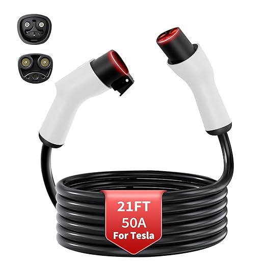 for Tesla Extension Cord 240V, Compatible with Tesla Model X/Y/3/S, 21FT Long 50A Charging Extension Cable for Tesla Home Charging and Mobile Charger(21FT,White)