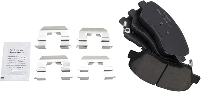 TRQ Front Brake Pads Ceramic Hardware Wear Sensor Compatible with 2012-2017 Hyundai Accent 2012-2017 Kia Rio