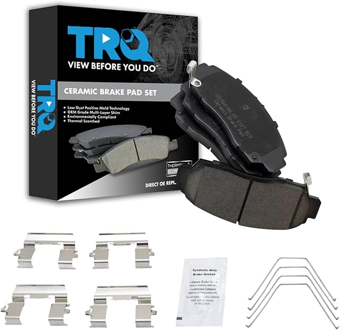 TRQ Front Brake Pads Ceramic Hardware Wear Sensor Compatible with 2011-2014 Acura TSX 2011-2012 Honda Accord