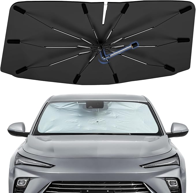 Windshield Sun Shade Umbrella for Buick Envista 2024-2026, Foldable Sunshade for Car Front Window, 360 Rotation Automotive Interior UV Protection for Outdoor Parking, Keep Car Cool