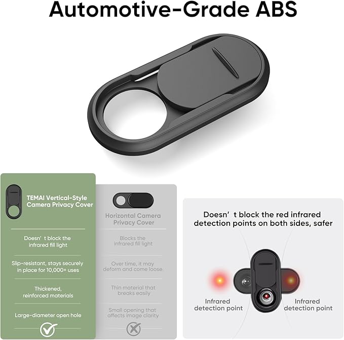 Camera Cover Slide 2 Pack for Tesla Model Y 3 X S Interior Cabin Camera Privacy Cover Accessory with Orange Indicator Vertical Design Anti-Blind Spot Slider Shield, No Block IR FSD & Autopilot Safe