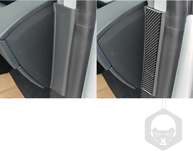 Carbon Fiber Stickers Center Console Panel on Both Sides Decoration Sticker Car Interior Trim Compatible with Tesla Model 3 2024 Accessories Anti-Scratch Protective Pad