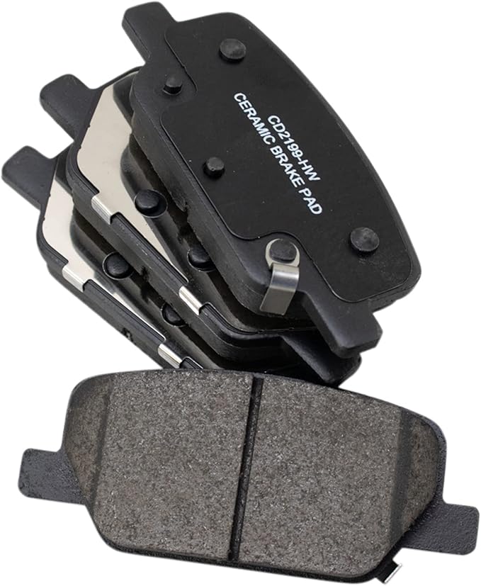 TRQ Rear Brake Pads Ceramic Hardware Wear Sensor Compatible with 2019-2024 Hyundai Palisade 2019-2020 Santa Fe 2020-2024 Kia Telluride