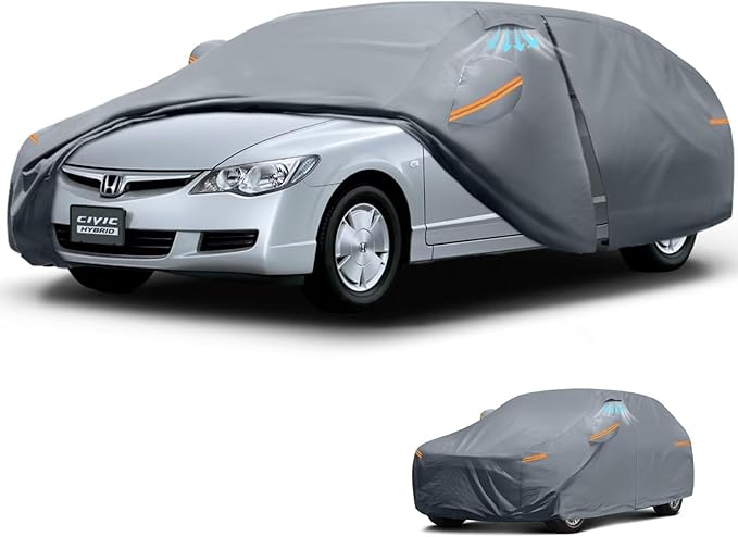 Waterproof Civic(2006-2026) Car Cover with Breathable Vents, [2026 Upgrade] Premium Covers with Cotton Liner and Zipper Door, Sun Rain Snow Dust Uv Protection.(Gift with Towel)
