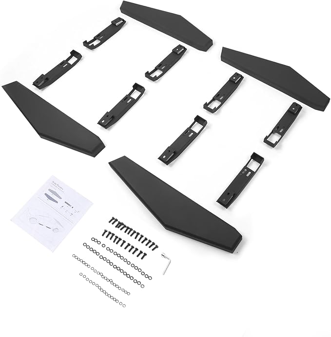 4pcs Running Boards Compatible with Tesla Cybertruck – 800lbs Load Capacity, Heavy-Duty Carbon Steel Side Steps with All-Weather Anti-Slip Design, Bolt-On Installation, Hollow Style Accessory