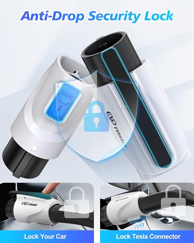 EVDANCE Tesla to J1772 Charging Adapter - Max 80A & 250V J1772 EV Adapter Compatible with Tesla Destination Chargers and Mobile Connectors (for Tesla Level 1/2 Chargers(80A Max), White)