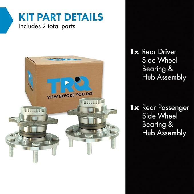 TRQ Rear Wheel Bearing and Hub Assembly Set 2 Piece Compatible with 11-12 Hyundai Elantra GLS Limited 13-16 Elantra 13-17 Elantra GT 12-17 Veloster 14-18 Kia Forte 14-18 Forte5