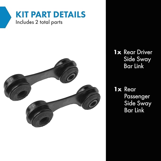TRQ Rear Driver and Passenger Side Sway Bar Link Set 2 Piece Compatible with 2004-2012 Chevrolet Malibu 2005-2010 Pontiac G6 2003-2011 Saab 9-3 2010-2011 9-3X 2007-2009 Saturn Aura