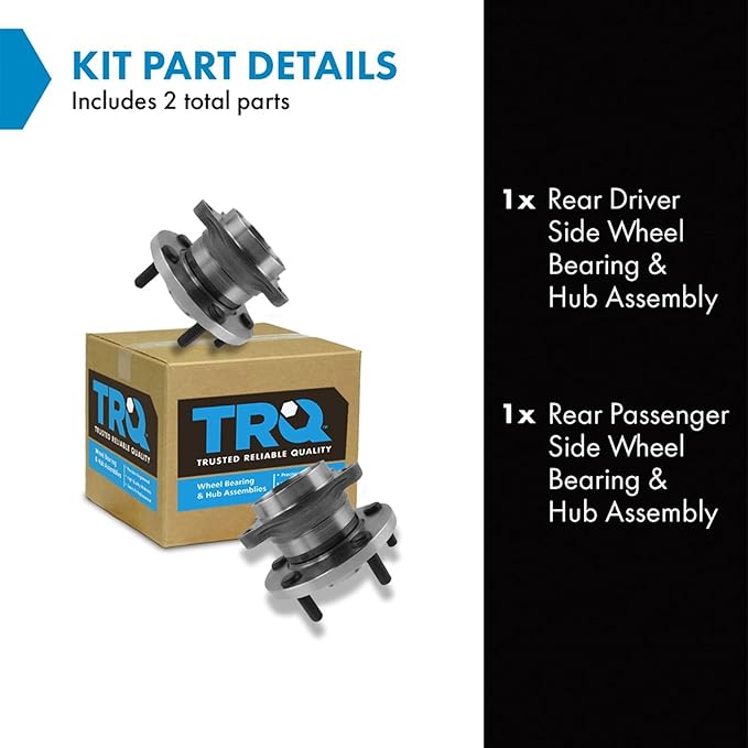TRQ Rear Left and Right Wheel Bearing and Hub Assembly Set 2 Piece Compatible with 2007-2015 Mazda CX-9 All Wheel Drive