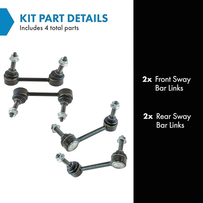 TRQ Front & Rear Sway Bar Stabilizer Link Set Compatible with 2011-2015 Dodge Durango Jeep Grand Cherokee