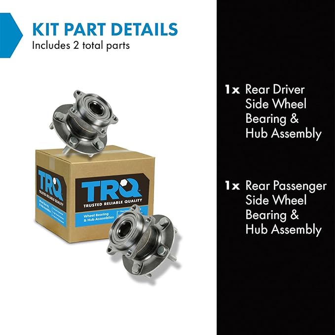 TRQ Rear Left and Right Wheel Bearing and Hub Assembly Set 2 Piece Compatible with 2007-2012 Mazda CX-7 All Wheel Drive